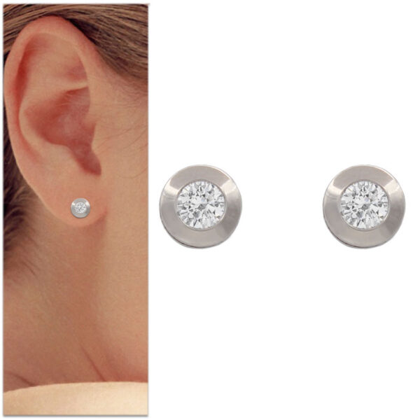 Pendientes oro blanco 18kl chaton - 7mm