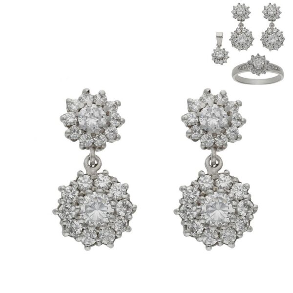 Pendientes oro blanco 18kl circonitas