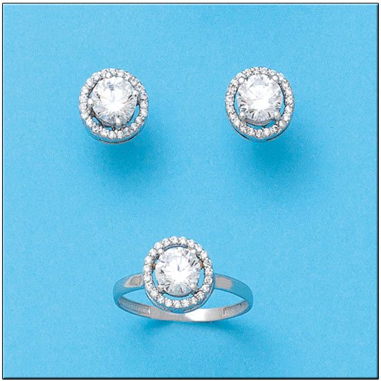 Pendientes oro blanco 18kl circonitas