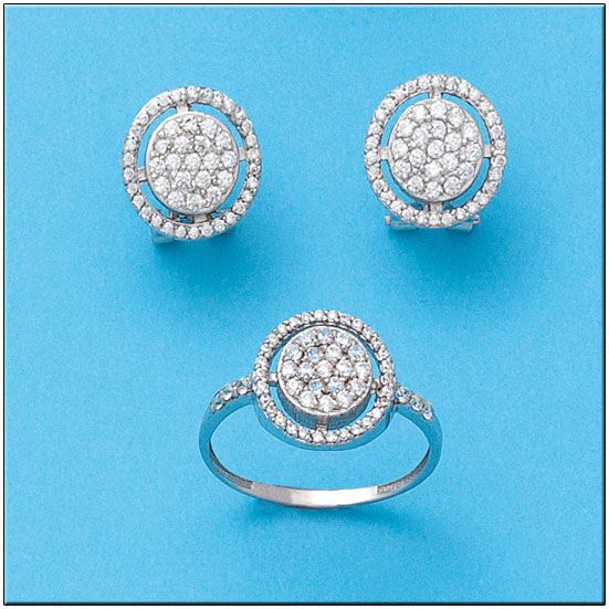 Pendientes oro blanco 18kl circonitas