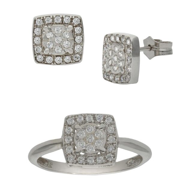 Pendientes oro blanco 18kl circonitas