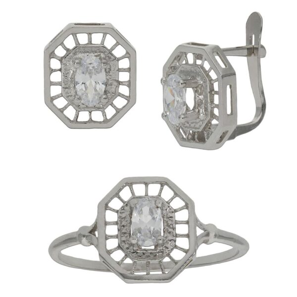Pendientes oro blanco 18kl circonitas