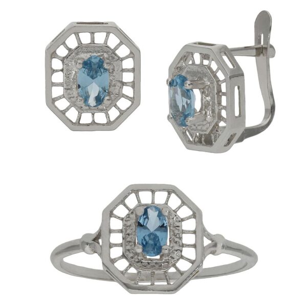 Pendientes oro blanco 18kl azul