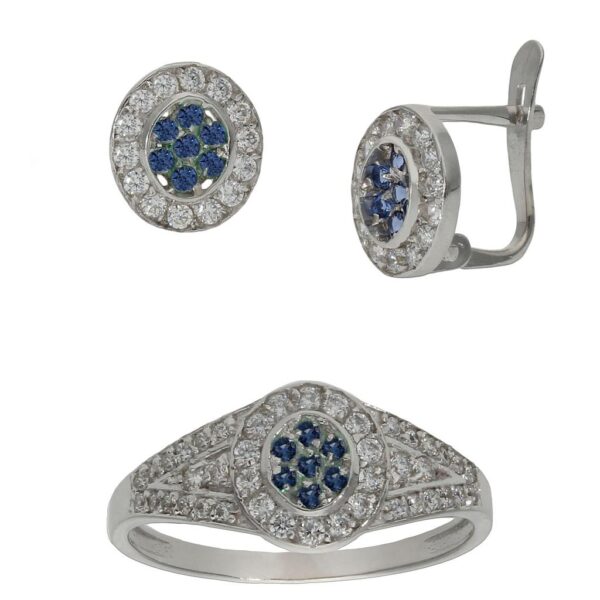 Pendientes oro blanco 18kl crisopal azul