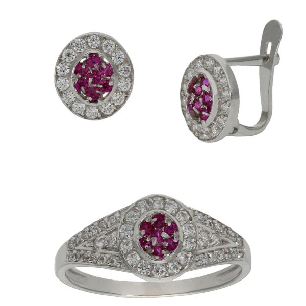 Pendientes oro blanco 18kl crisopal rojo