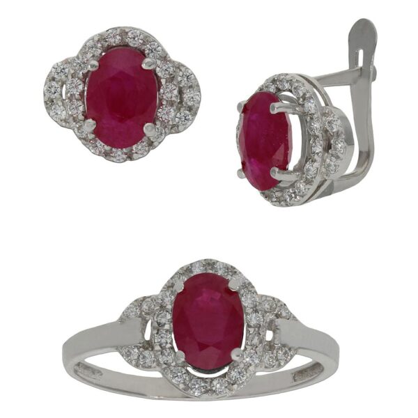 Pendientes oro blanco 18kl rubies finos