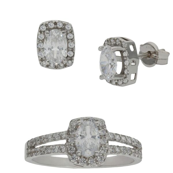 Pendientes oro blanco 18kl circonitas