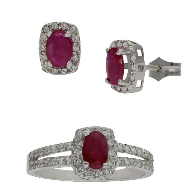 Pendientes oro blanco 18kl rubies finos
