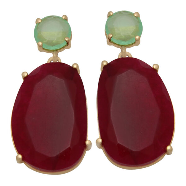 Pendientes oro 18kl verdes - burdeos