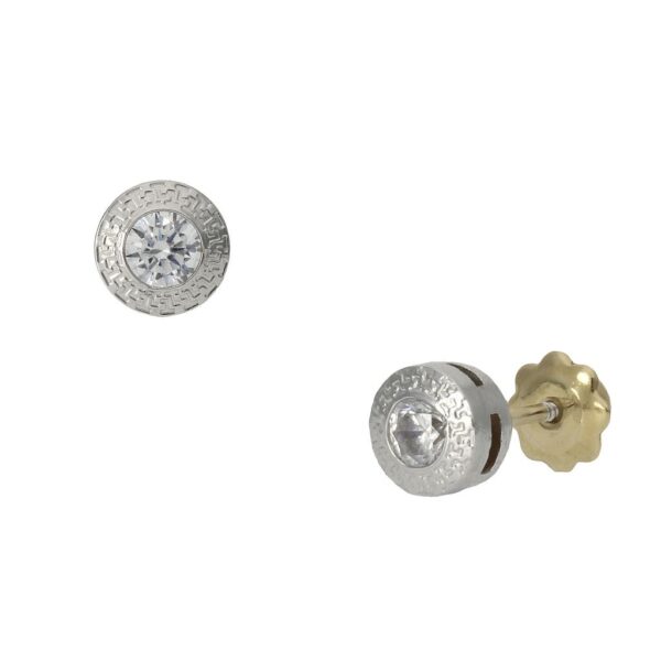 Pendientes oro blanco 18kl chaton - 5mm