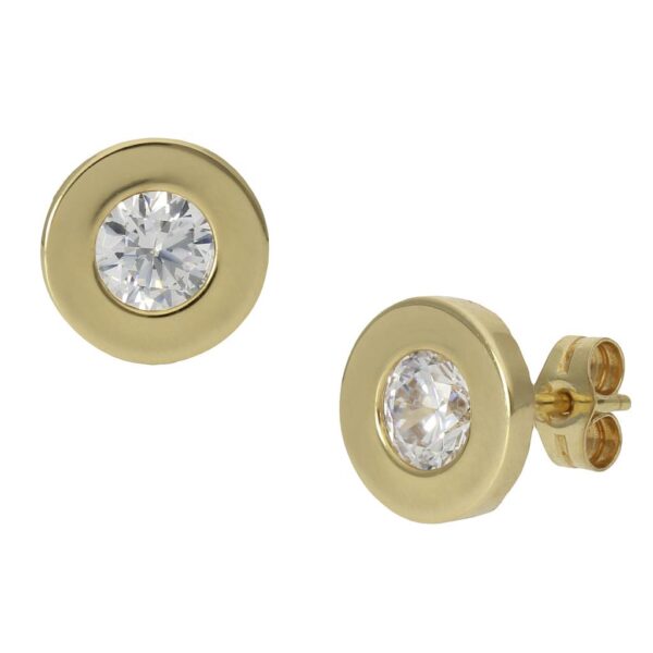 Pendientes oro 18kl chaton - 9mm