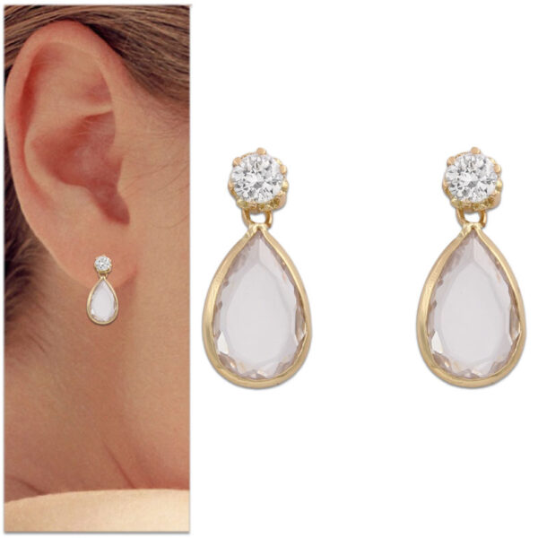 Pendientes oro 18kl lagrima circonita