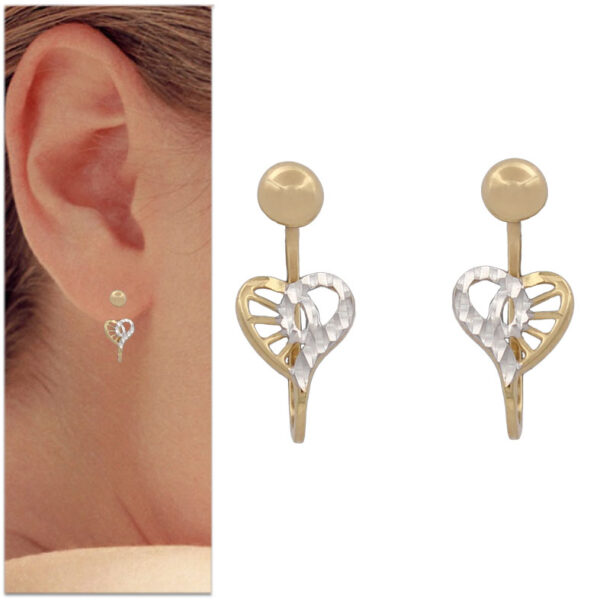 Pendientes oro 18kl bicolor corazones