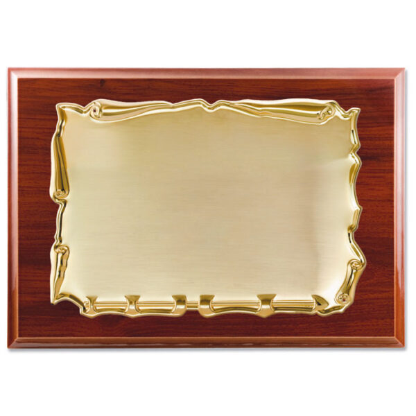 Placa homenaje metal dorado - 26x21cm 19x13cm