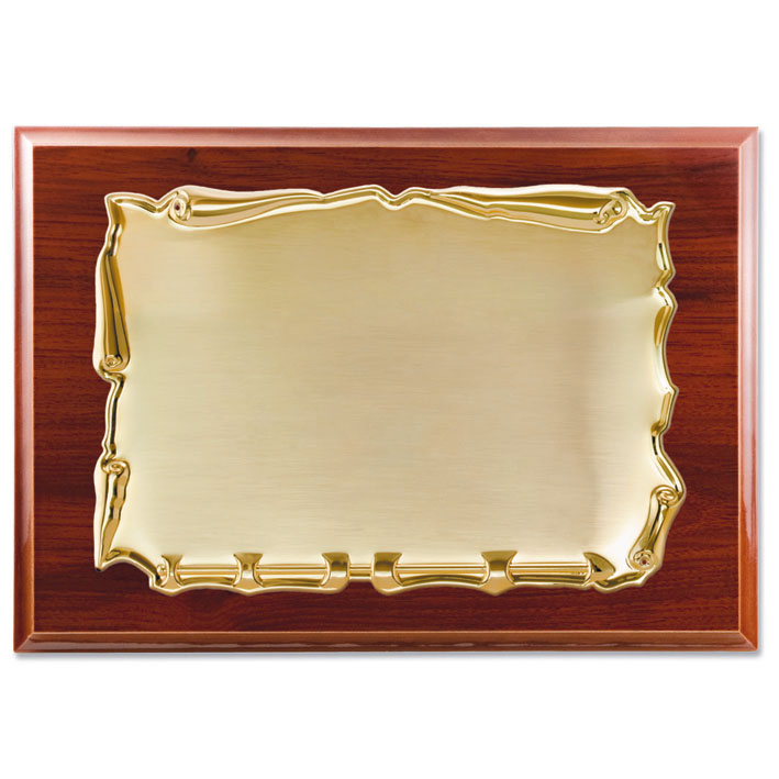 Placa homenaje metal dorado - 26x21cm 19x13cm
