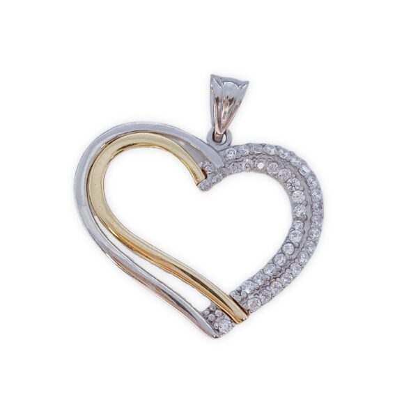 Colgante corazon - plata y chapado oro