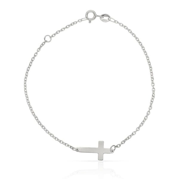 Pulsera oro blanco 18kl cruz