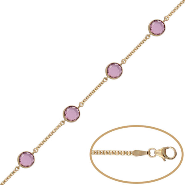 Pulsera oro 18kl bismark piedra rosa