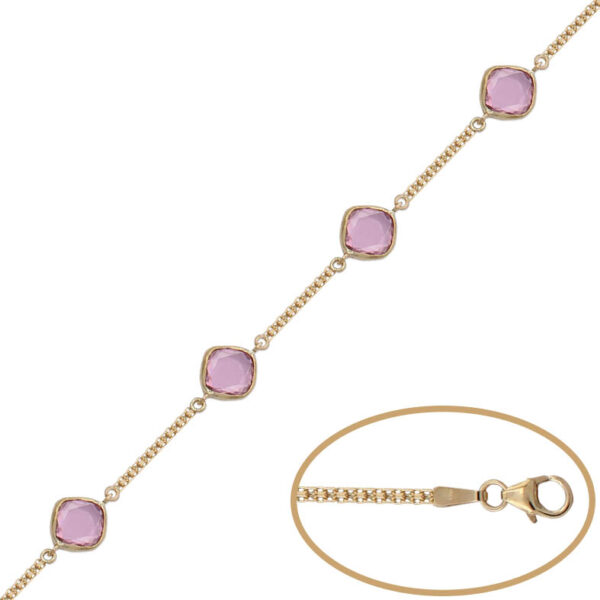 Pulsera oro 18kl bismark piedra rosa