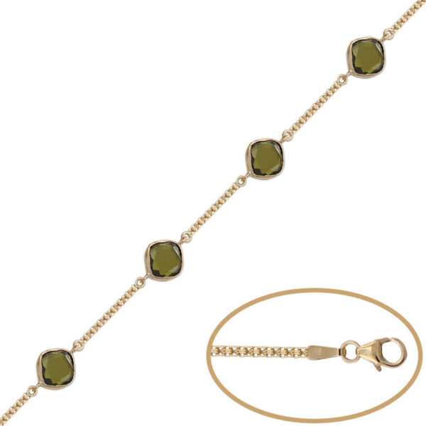Pulsera oro 18kl bismark piedra verde