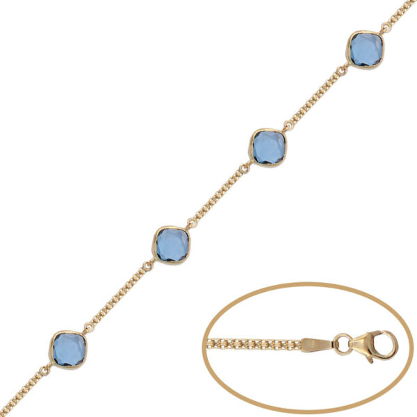 Pulsera oro 18kl bismark piedra azul