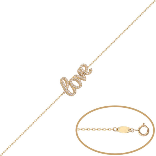 Pulsera oro 18kl love circonitas