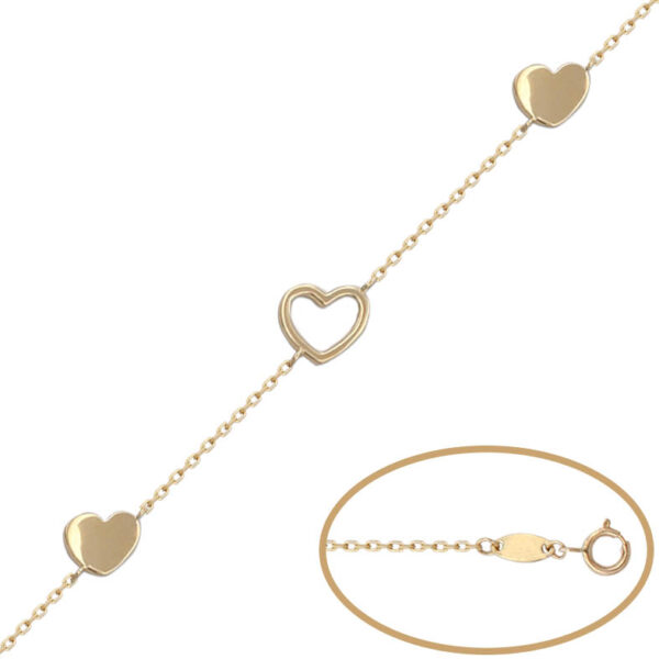 Pulsera oro 18kl - 3 corazones
