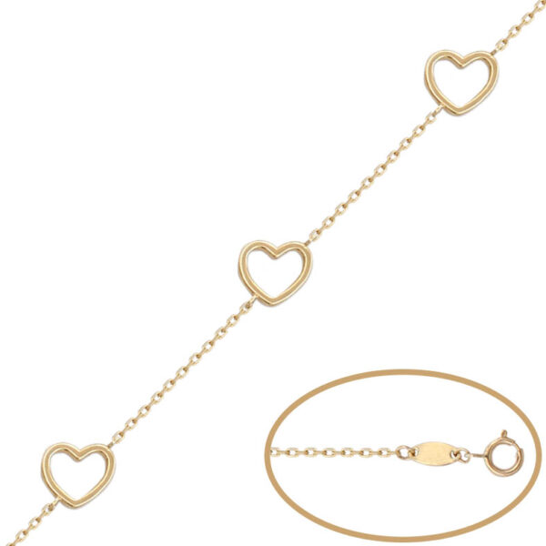 Pulsera oro 18kl - 3 corazones