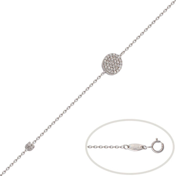 Pulsera oro blanco 18kl circulo circonitas