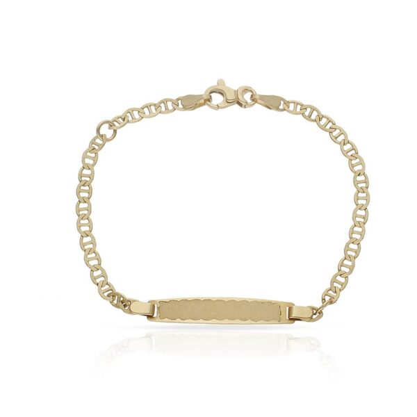 Pulsera oro 18kl ancla tallada placa