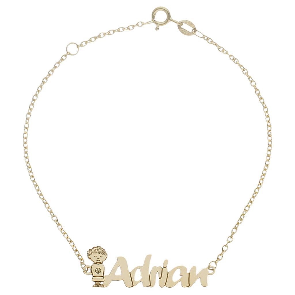 Pulsera oro 18kl niño + nombre