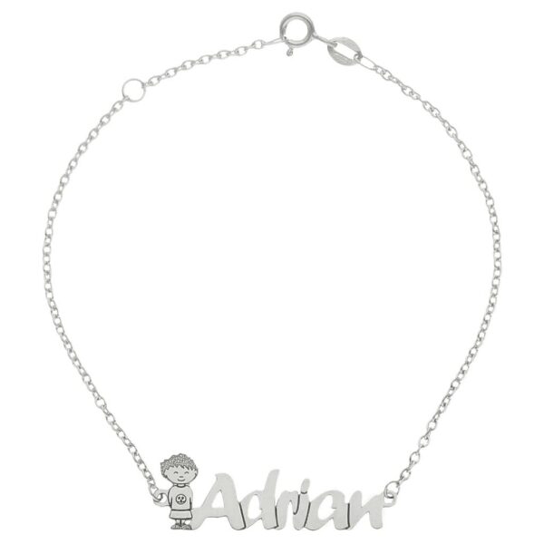 Pulsera oro blanco 18kl niño + nombre