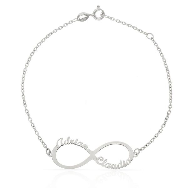 Pulsera oro blanco 18kl infinito nombres