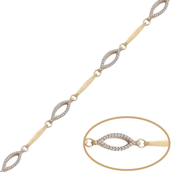 Pulsera oro 18kl oval circonitas