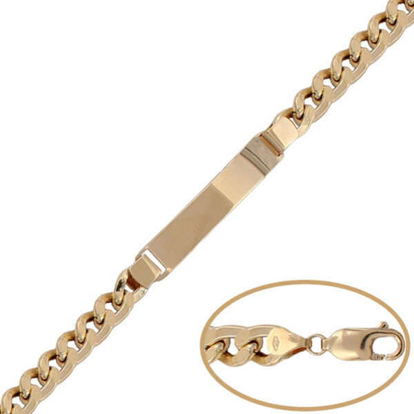 Pulsera oro 18kl barbada placa - 7mm