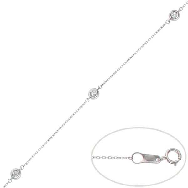 Pulsera oro blanco 18kl chatones - 4mm