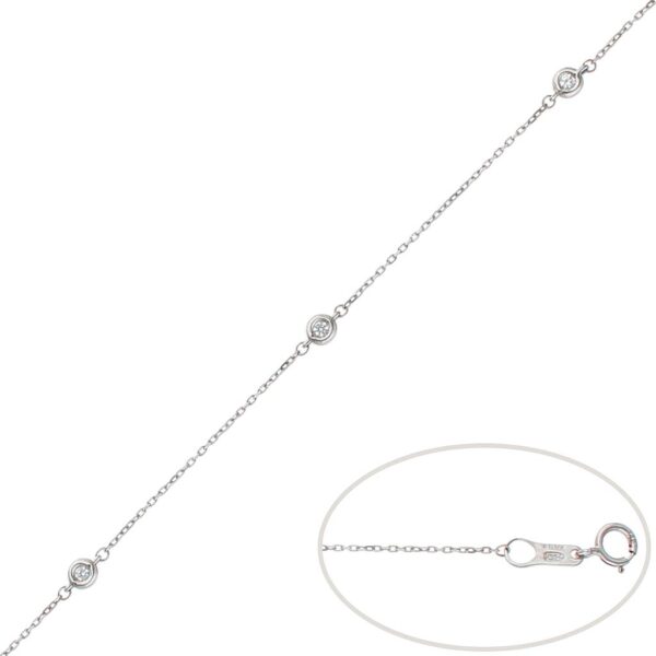Pulsera oro blanco 18kl chatones - 3.50mm