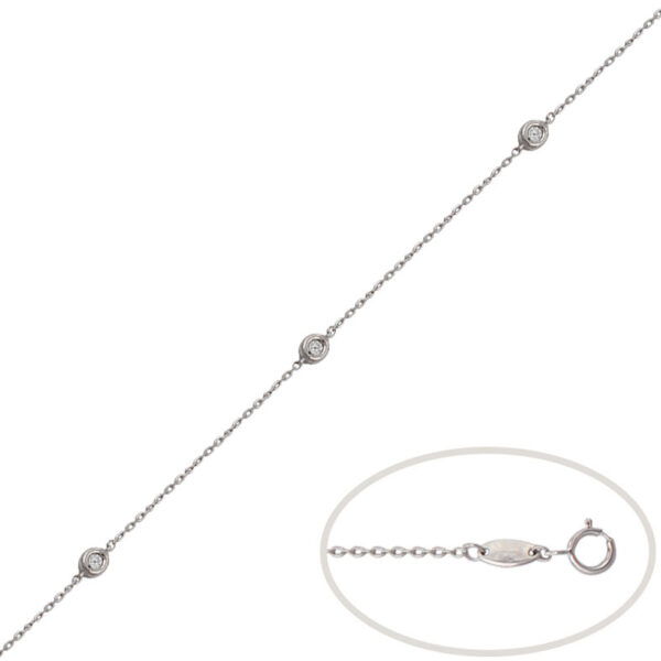 Pulsera oro blanco 18kl chatones - 3mm