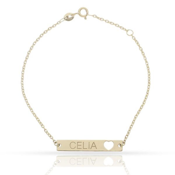 Pulsera oro 18kl chapa + corazon