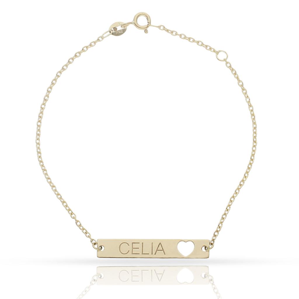 Pulsera oro 18kl chapa + corazon