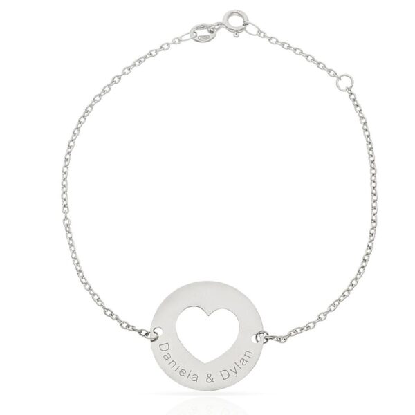 Pulsera oro blanco 18kl circulo + nombres