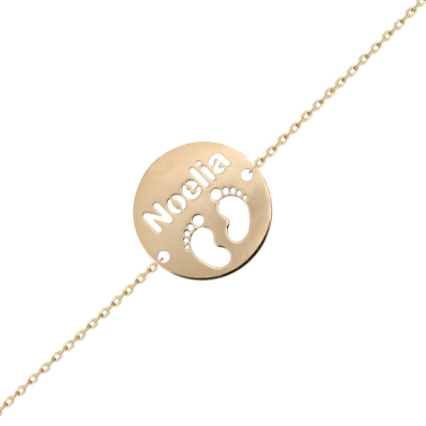 Pulsera oro 18kl pies + nombre - 21mm