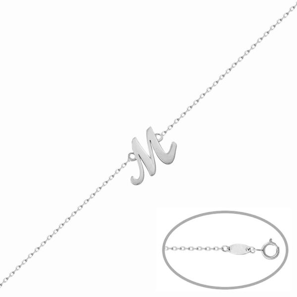 Pulsera oro blanco 18kl letra inglesa