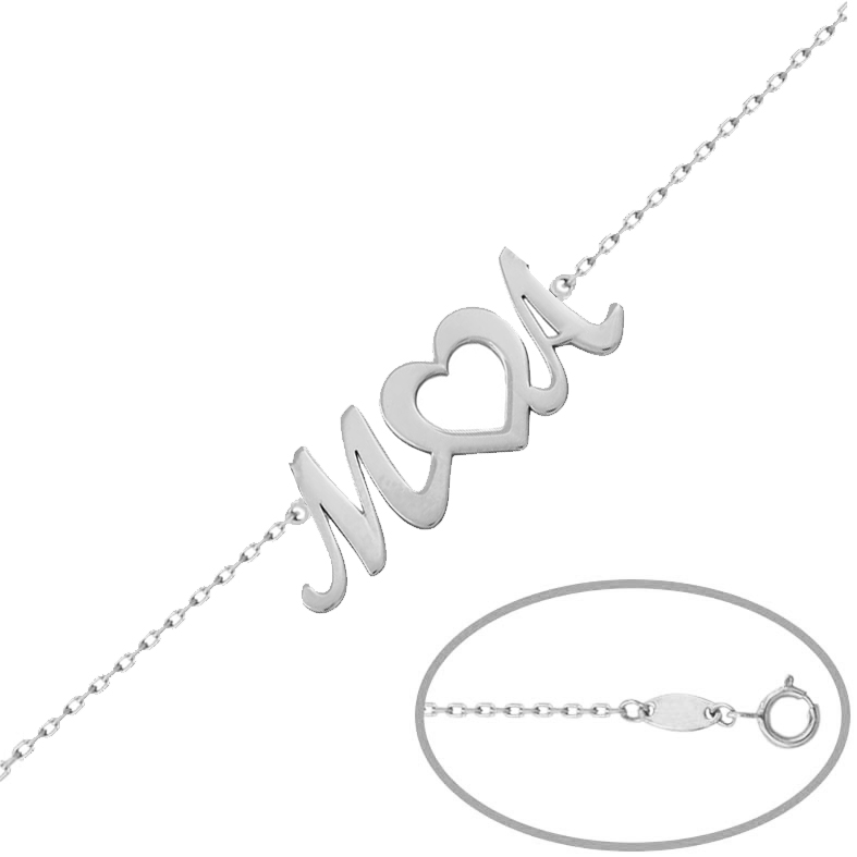 Pulsera oro blanco 18kl iniciales + corazon