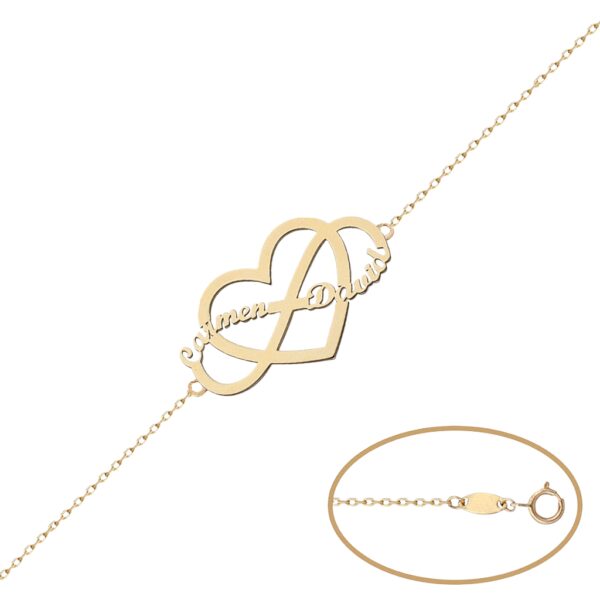 Pulsera oro 18kl corazon + infinito