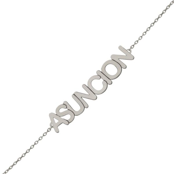 Pulsera oro blanco 18kl nombre mediano