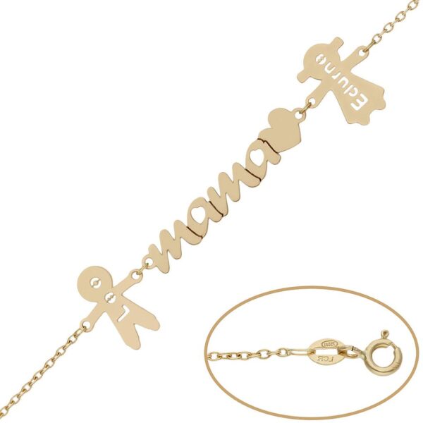 Pulsera oro 18kl mama + niños