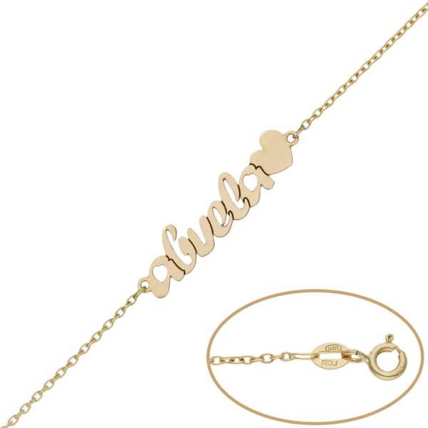 Pulsera oro 18kl abuela + corazon
