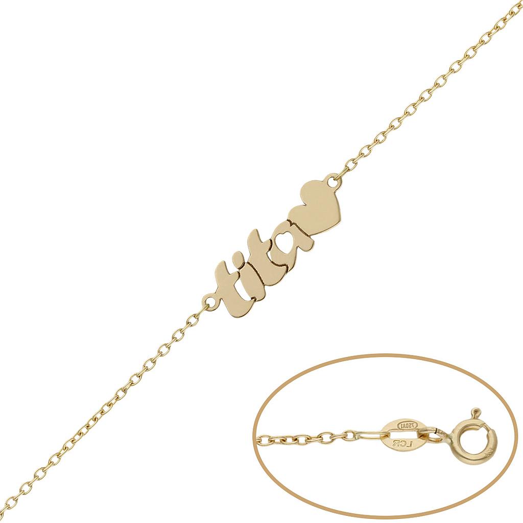 Pulsera oro 18kl tita + corazon