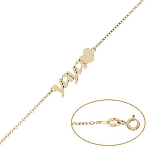 Pulsera oro 18kl yaya + corazon
